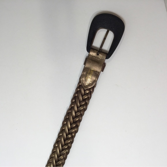 Vintage Brass colored braided leather belt main image 6